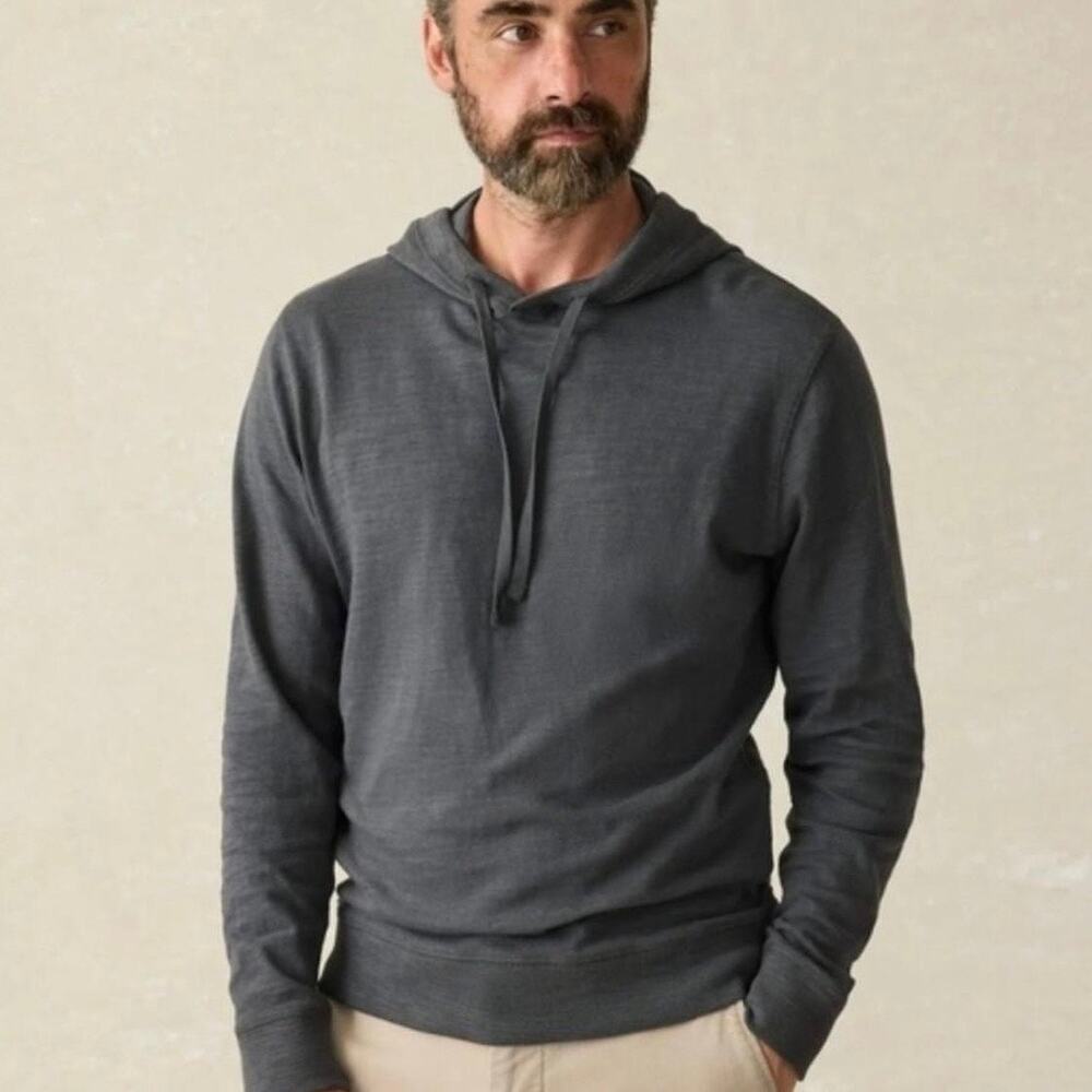 Faherty Sunwashed Heritage Slub Hoodie Men's XL Gray Organic Cotton Lightweight